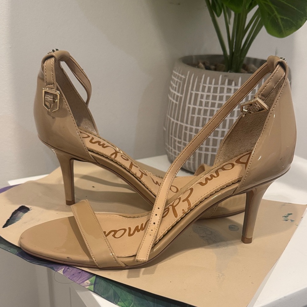 Sam Edelman Nude Patent Strappy Heels